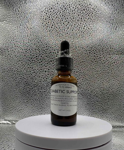 Bottle of All-Natural Diabetic Support Tincture with herbal ingredients